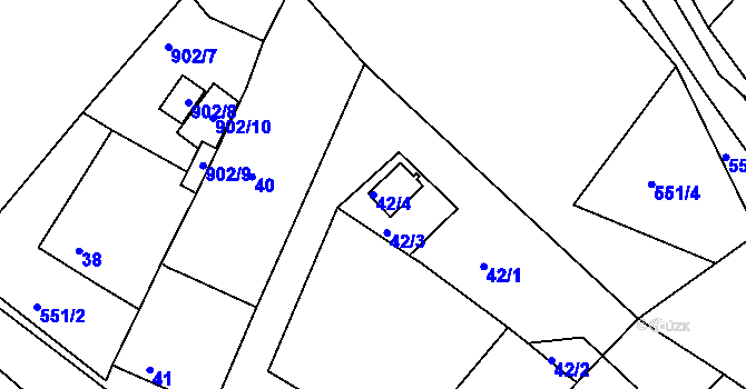 Parcela st. 42/4 v KÚ Opatovice u Vyškova, Katastrální mapa