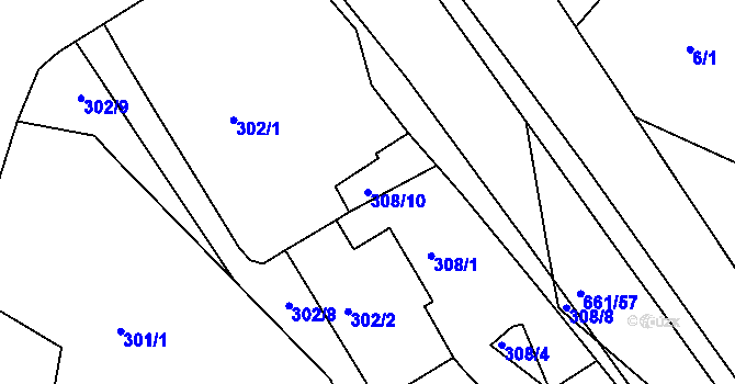 Parcela st. 308/10 v KÚ Opatovice u Vyškova, Katastrální mapa