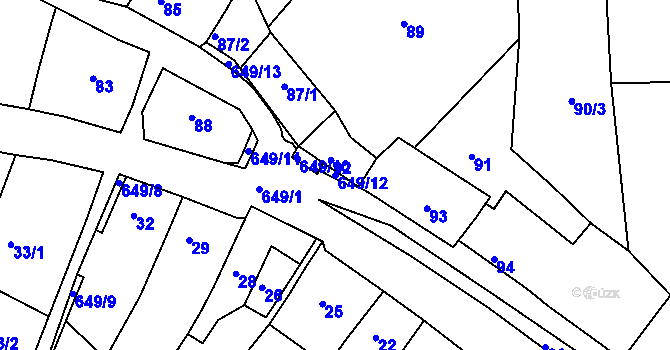 Parcela st. 649/12 v KÚ Opatovice u Vyškova, Katastrální mapa