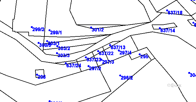 Parcela st. 637/22 v KÚ Opatovice u Vyškova, Katastrální mapa