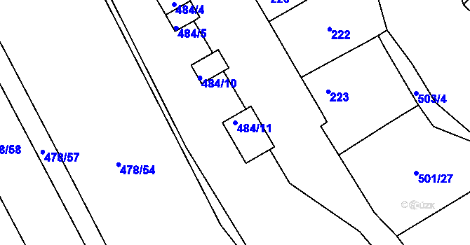 Parcela st. 484/11 v KÚ Opatovice u Vyškova, Katastrální mapa