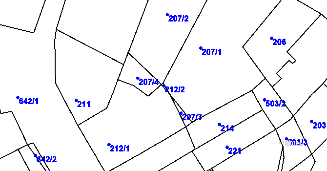 Parcela st. 212/2 v KÚ Opatovice u Vyškova, Katastrální mapa
