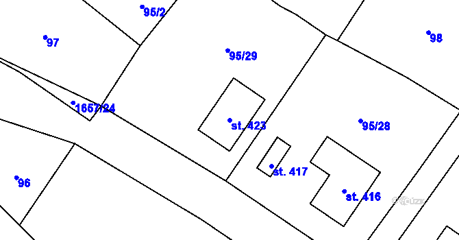 Parcela st. 423 v KÚ Opatovice u Hranic, Katastrální mapa