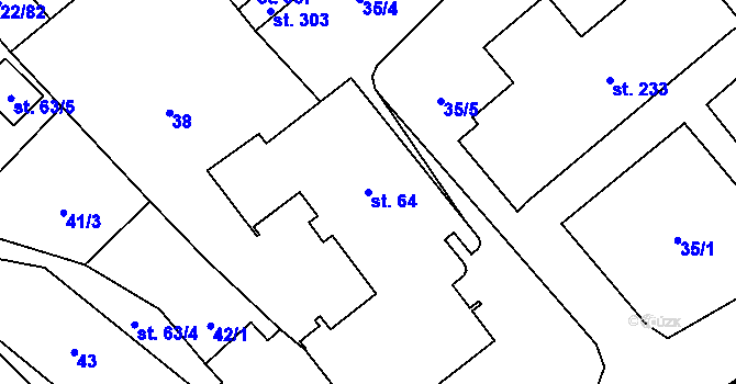 Parcela st. 64 v KÚ Opatovice u Hranic, Katastrální mapa