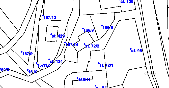 Parcela st. 72/2 v KÚ Opatovice u Hranic, Katastrální mapa