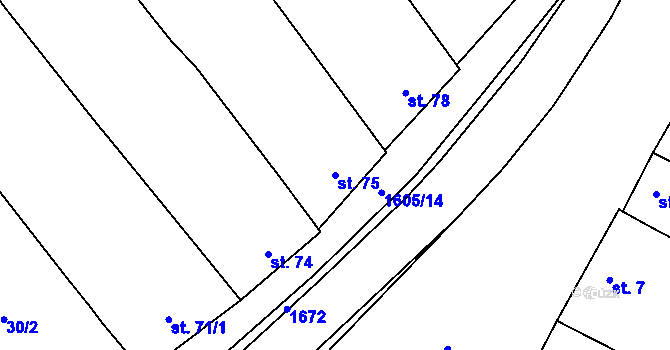 Parcela st. 75 v KÚ Opatovice u Hranic, Katastrální mapa