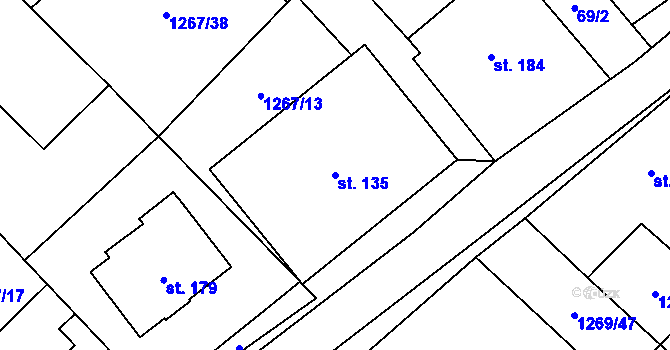 Parcela st. 135 v KÚ Opatovice u Hranic, Katastrální mapa