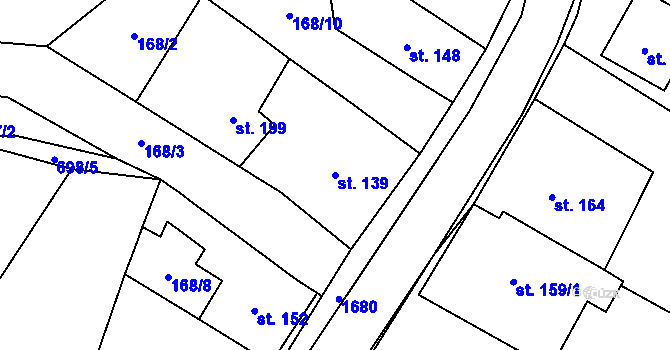 Parcela st. 139 v KÚ Opatovice u Hranic, Katastrální mapa