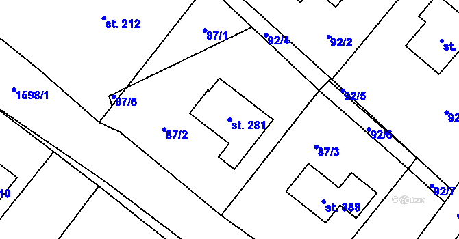 Parcela st. 281 v KÚ Opatovice u Hranic, Katastrální mapa