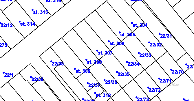Parcela st. 307 v KÚ Opatovice u Hranic, Katastrální mapa