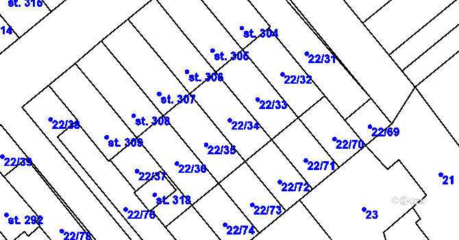 Parcela st. 22/34 v KÚ Opatovice u Hranic, Katastrální mapa