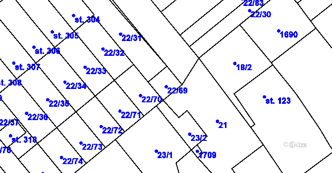 Parcela st. 22/69 v KÚ Opatovice u Hranic, Katastrální mapa