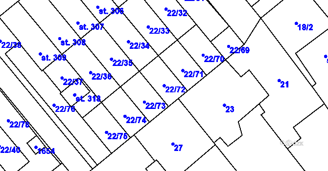 Parcela st. 22/72 v KÚ Opatovice u Hranic, Katastrální mapa