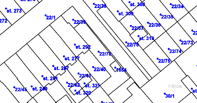 Parcela st. 22/78 v KÚ Opatovice u Hranic, Katastrální mapa