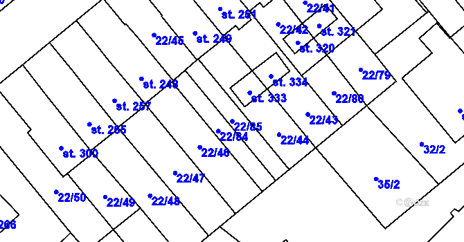 Parcela st. 22/85 v KÚ Opatovice u Hranic, Katastrální mapa