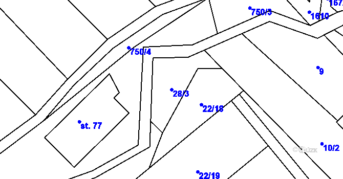 Parcela st. 28/3 v KÚ Opatovice u Hranic, Katastrální mapa