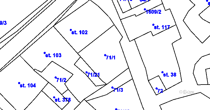 Parcela st. 71/1 v KÚ Opatovice u Hranic, Katastrální mapa
