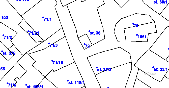 Parcela st. 72 v KÚ Opatovice u Hranic, Katastrální mapa