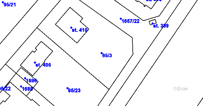 Parcela st. 95/3 v KÚ Opatovice u Hranic, Katastrální mapa