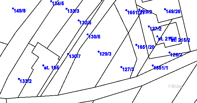 Parcela st. 129/3 v KÚ Opatovice u Hranic, Katastrální mapa