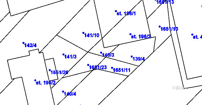 Parcela st. 140/3 v KÚ Opatovice u Hranic, Katastrální mapa