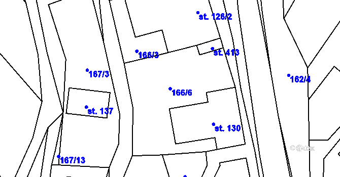 Parcela st. 166/6 v KÚ Opatovice u Hranic, Katastrální mapa