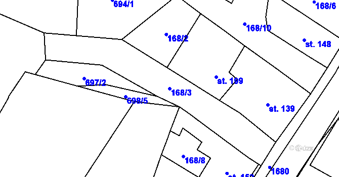 Parcela st. 168/3 v KÚ Opatovice u Hranic, Katastrální mapa