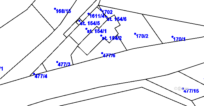 Parcela st. 477/6 v KÚ Opatovice u Hranic, Katastrální mapa