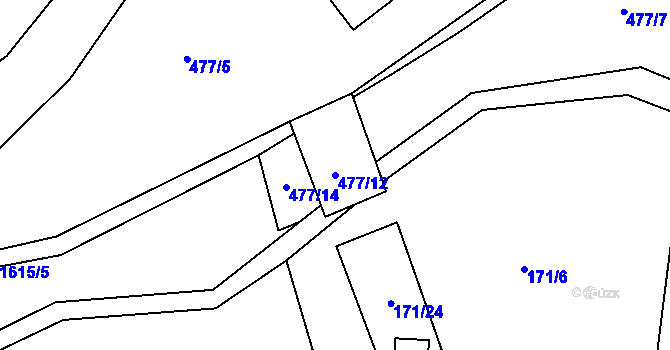 Parcela st. 477/12 v KÚ Opatovice u Hranic, Katastrální mapa