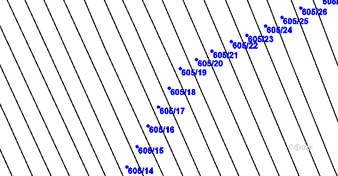 Parcela st. 605/18 v KÚ Opatovice u Hranic, Katastrální mapa