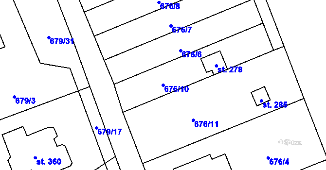 Parcela st. 676/10 v KÚ Opatovice u Hranic, Katastrální mapa