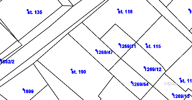 Parcela st. 1269/47 v KÚ Opatovice u Hranic, Katastrální mapa