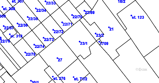 Parcela st. 23/1 v KÚ Opatovice u Hranic, Katastrální mapa