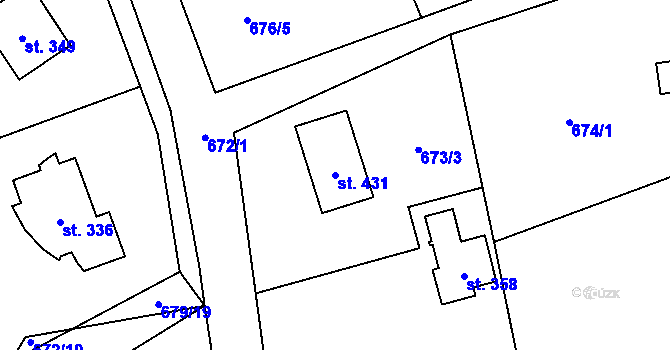 Parcela st. 431 v KÚ Opatovice u Hranic, Katastrální mapa