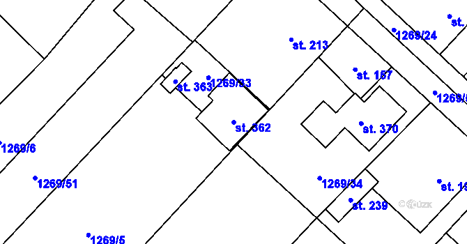 Parcela st. 362 v KÚ Opatovice u Hranic, Katastrální mapa