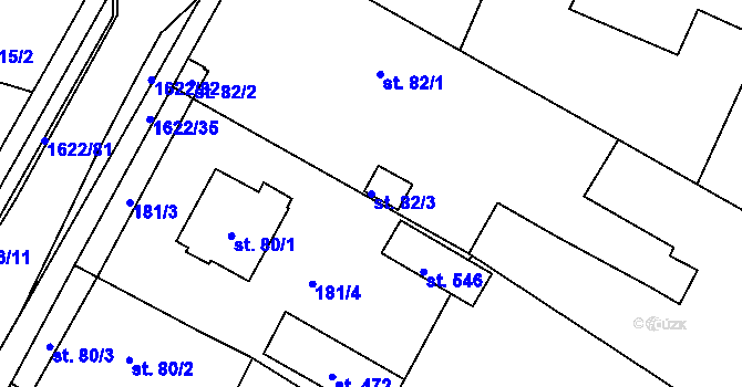 Parcela st. 82/3 v KÚ Opatovice nad Labem, Katastrální mapa