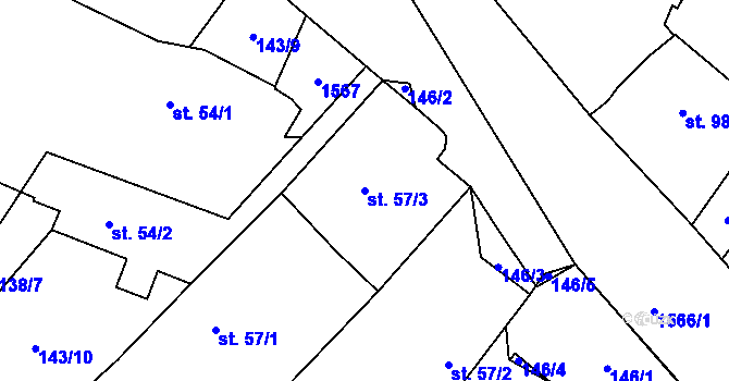 Parcela st. 57/3 v KÚ Opatovice nad Labem, Katastrální mapa