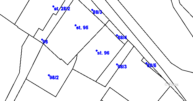 Parcela st. 96 v KÚ Opatovice nad Labem, Katastrální mapa