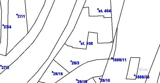 Parcela st. 108 v KÚ Opatovice nad Labem, Katastrální mapa