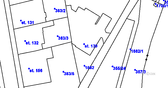 Parcela st. 139 v KÚ Opatovice nad Labem, Katastrální mapa