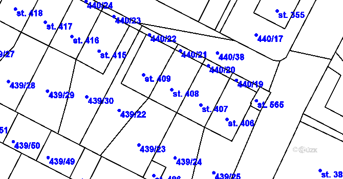 Parcela st. 408 v KÚ Opatovice nad Labem, Katastrální mapa