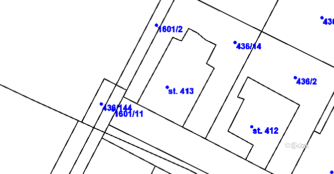Parcela st. 413 v KÚ Opatovice nad Labem, Katastrální mapa
