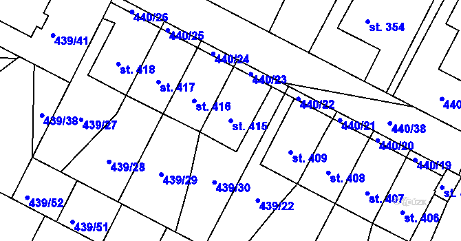 Parcela st. 415 v KÚ Opatovice nad Labem, Katastrální mapa