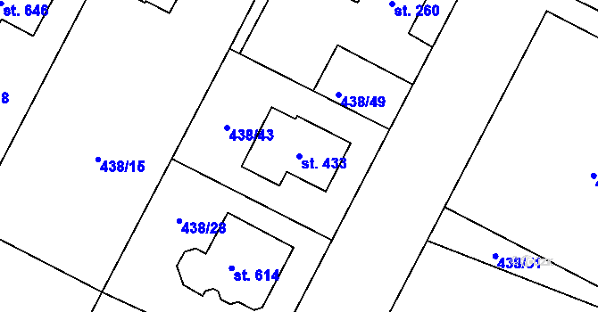 Parcela st. 433 v KÚ Opatovice nad Labem, Katastrální mapa