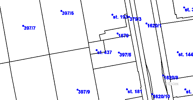 Parcela st. 437 v KÚ Opatovice nad Labem, Katastrální mapa