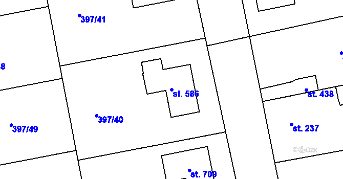 Parcela st. 586 v KÚ Opatovice nad Labem, Katastrální mapa