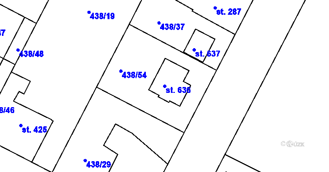 Parcela st. 636 v KÚ Opatovice nad Labem, Katastrální mapa