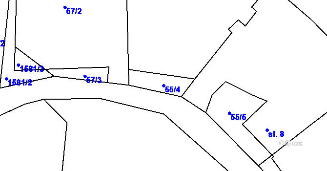 Parcela st. 55/4 v KÚ Opatovice nad Labem, Katastrální mapa