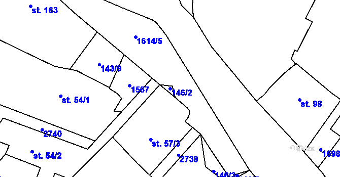 Parcela st. 146/2 v KÚ Opatovice nad Labem, Katastrální mapa