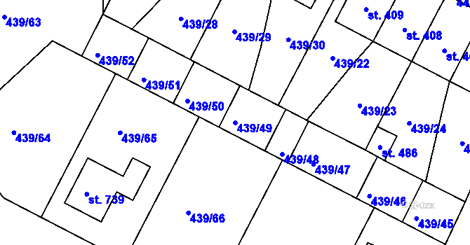Parcela st. 439/49 v KÚ Opatovice nad Labem, Katastrální mapa